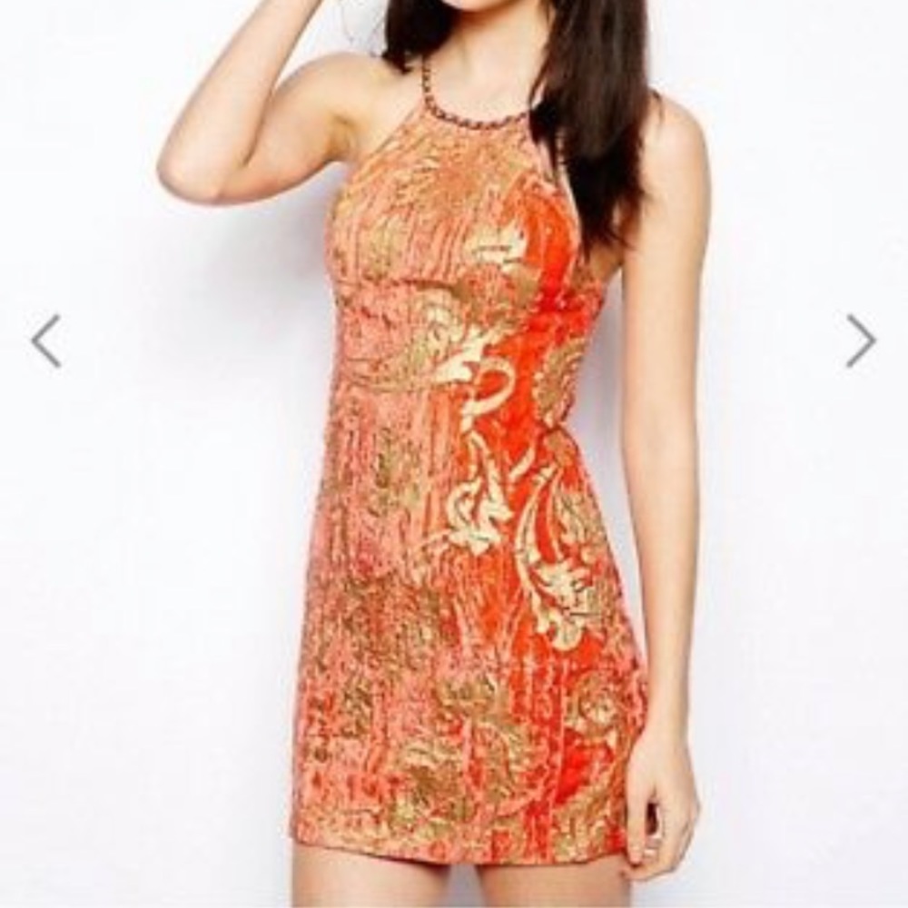 EUC Free People gold embellished dress